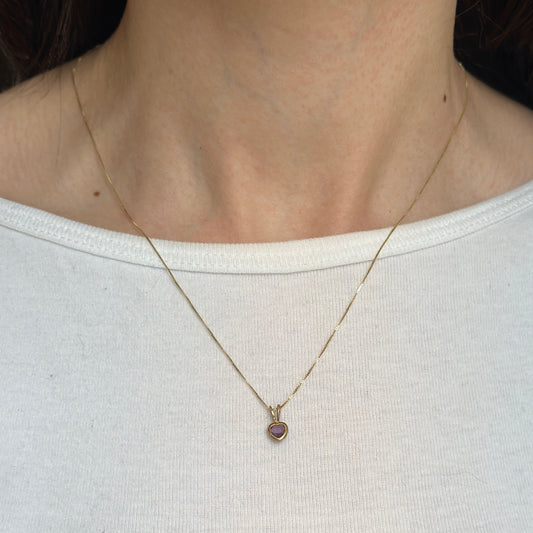 Estate Gold-Plated Sterling Silver Amethyst Heart Pendant Charm