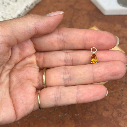 14KT Yellow Gold Citrine Pear-Shaped Earring Charms