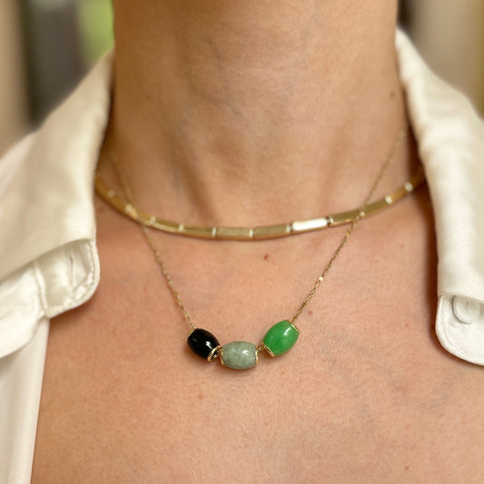 Estate 14KT Yellow Gold Black Onyx Oval Pendant Slide