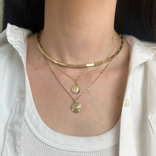 14KT Yellow Gold St Jude Thaddeus Patron Saint Round Medal Pendant 12mm