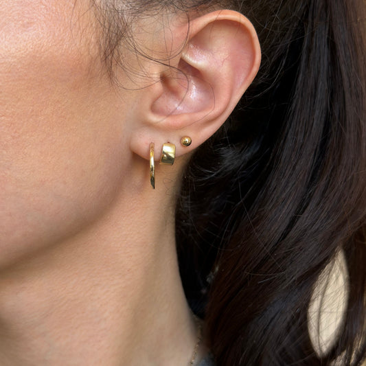 14KT Yellow Gold Thin Round Solid Hoop Earrings 18mm