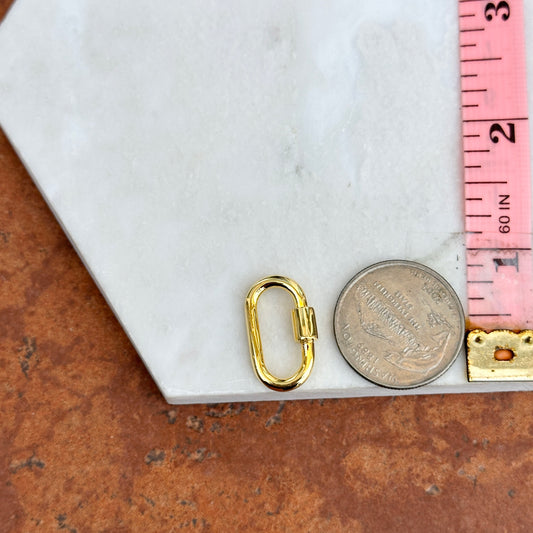 Yellow Gold-Plated Silver Oval Screw In Carabiner Clasp