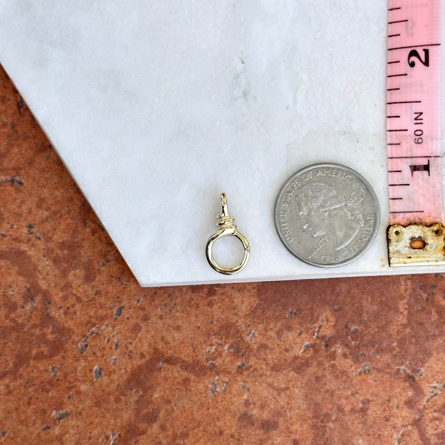 14KT Yellow Gold Twisted Round Push-In Charm Holder / Clasp 10mm