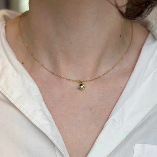 14KT Yellow Gold Black Enamel Ladybug Pendant Charm