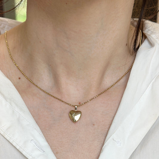 14KT Yellow Gold Diamond Heart Locket Pendant