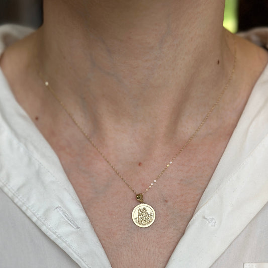 14KT Yellow Gold Saint Francis Round Medal Pendant 15mm
