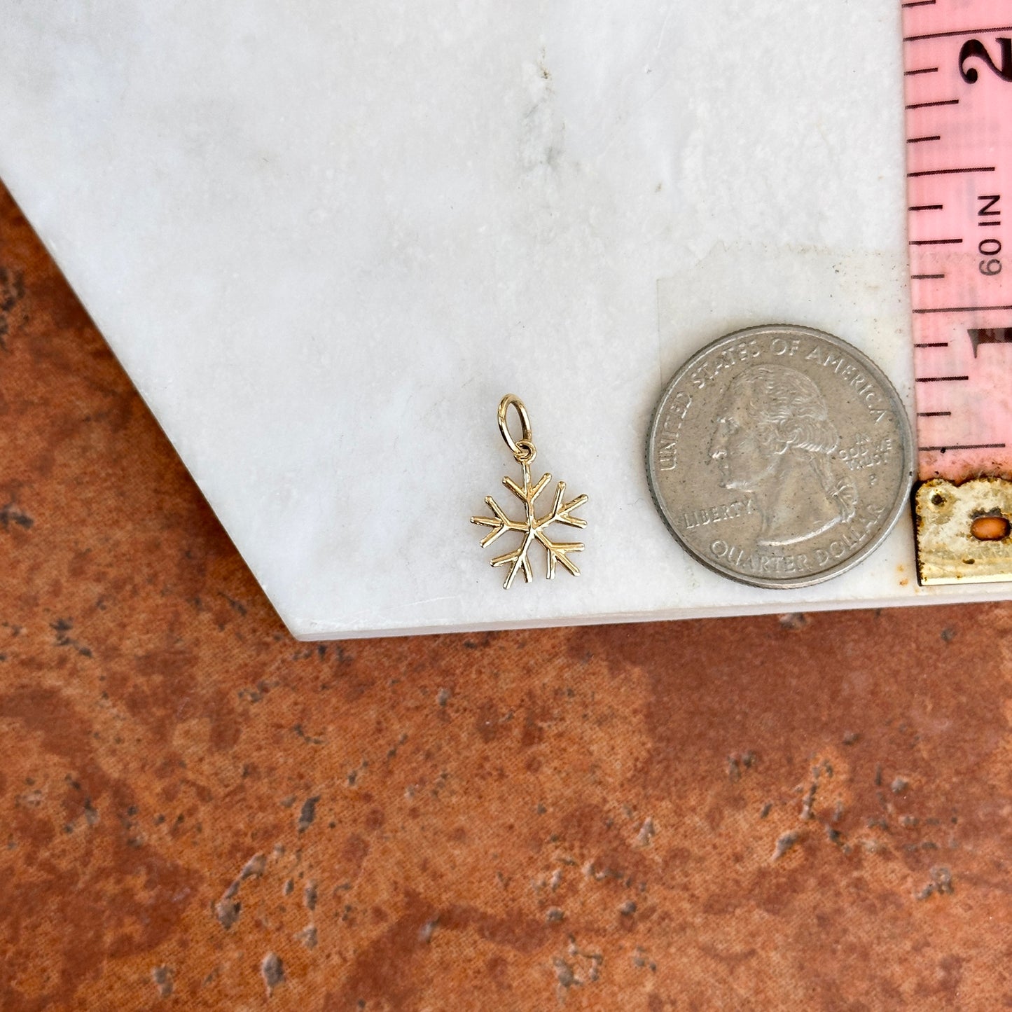 14KT Yellow Gold Small Snowflake Pendant Charm