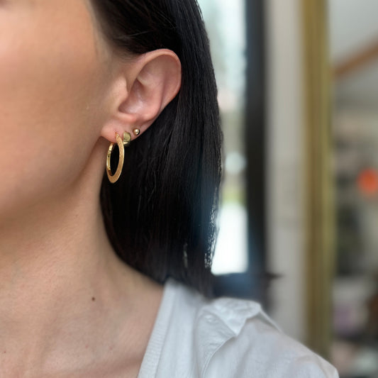 14KT Yellow Gold Satin Matte 31mm Wide Circle Hoop Earrings