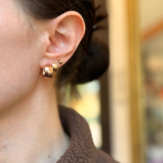 14KT Rose Gold Round 7mm Hoop Earrings 14mm