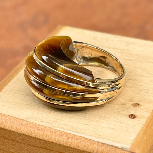 Estate 14KT Yellow Gold Inlayed Tiger's Eye Dome Ring