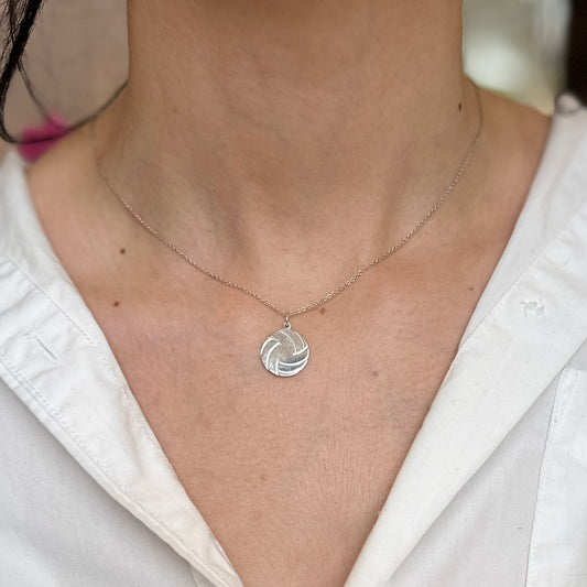 Sterling Silver Flat Volleyball Pendant Charm