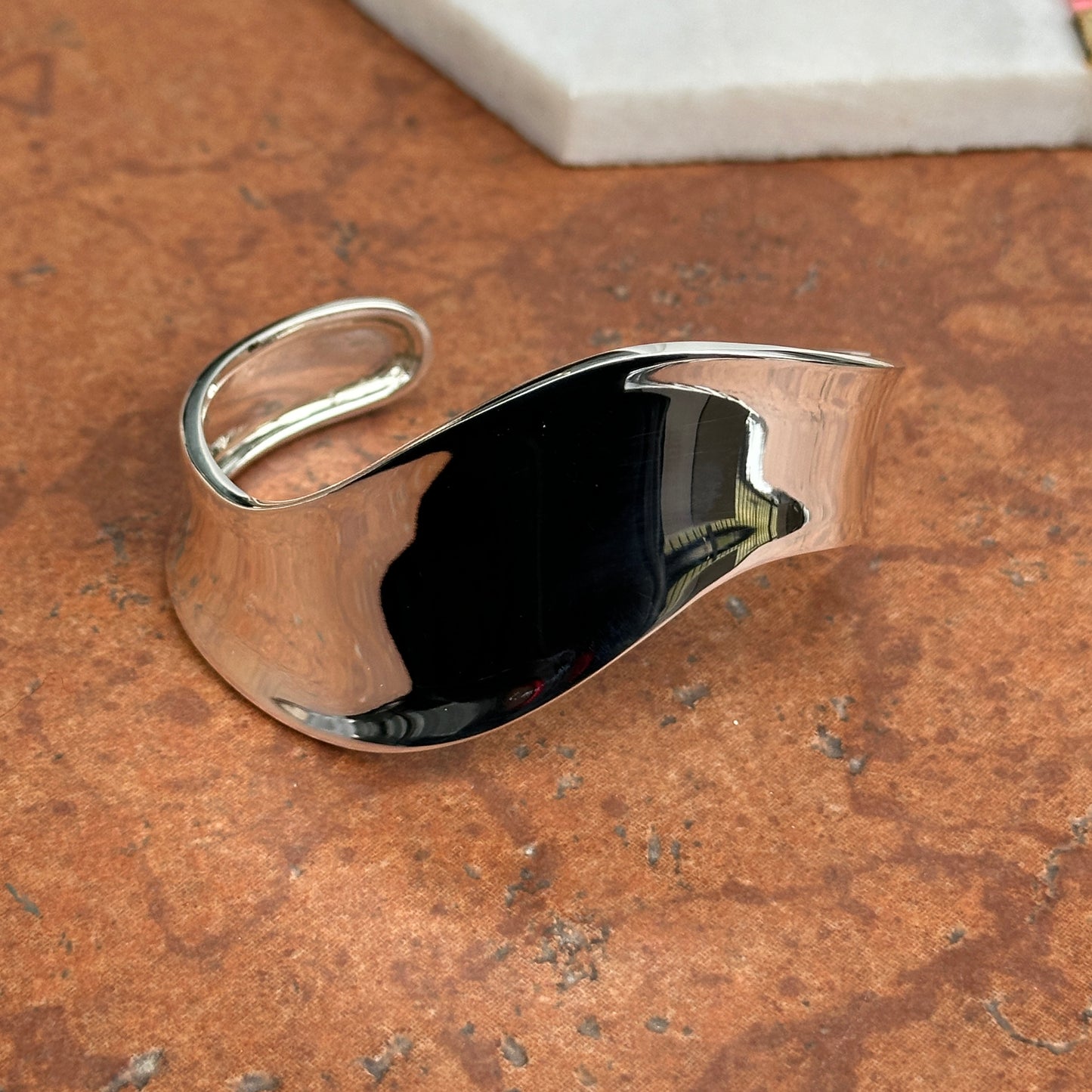 Sterling Silver Wave Design Cuff Bracelet