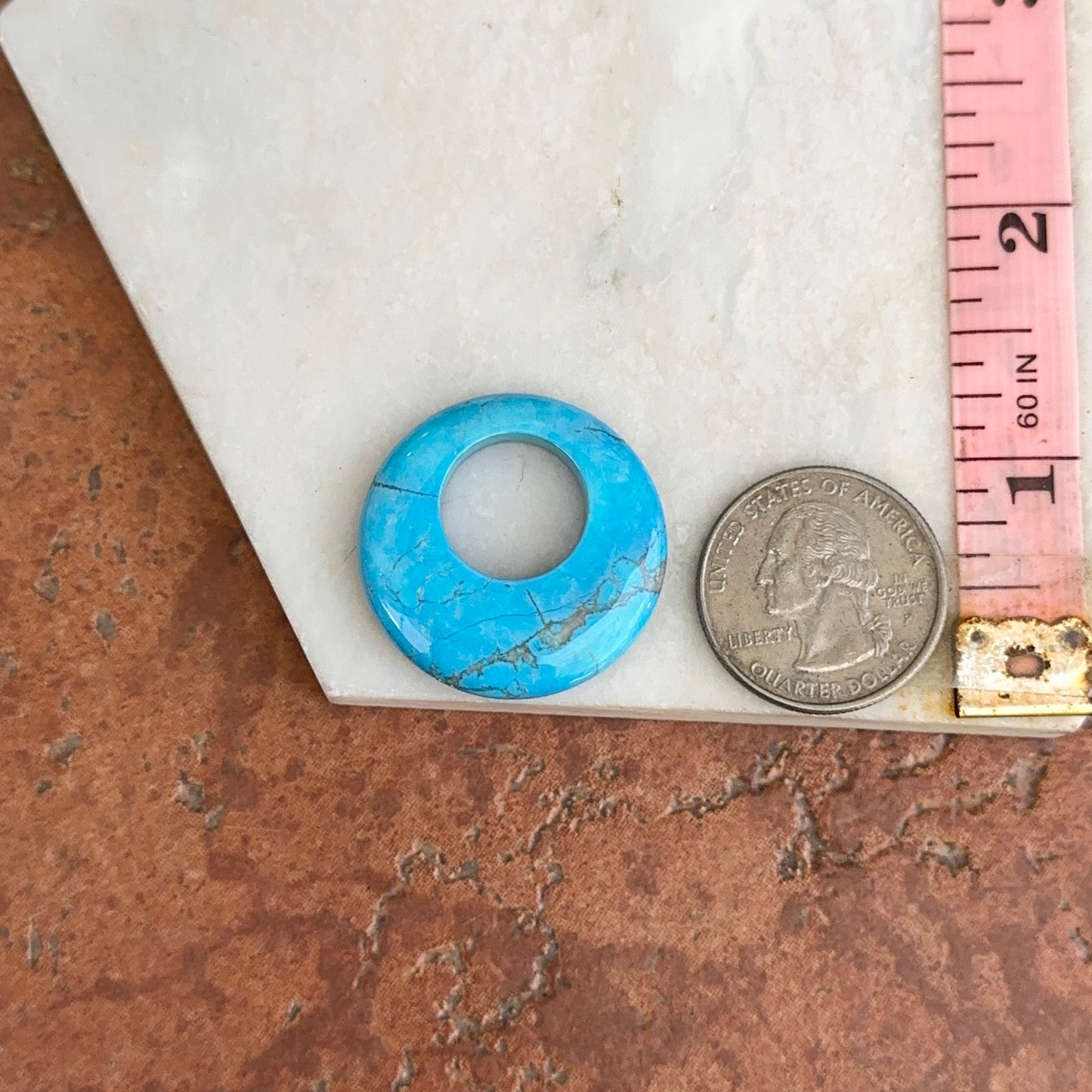 Estate Blue Howlite Round Donut Earrings Charms 30mm