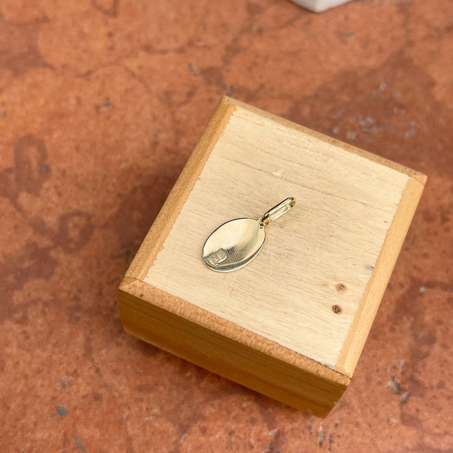 14KT Yellow Gold Matte Our Lady of Guadalupe Oval Medal Pendant Charm