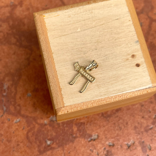 14KT Yellow Gold Bubbled Chai Symbol Pendant Charm