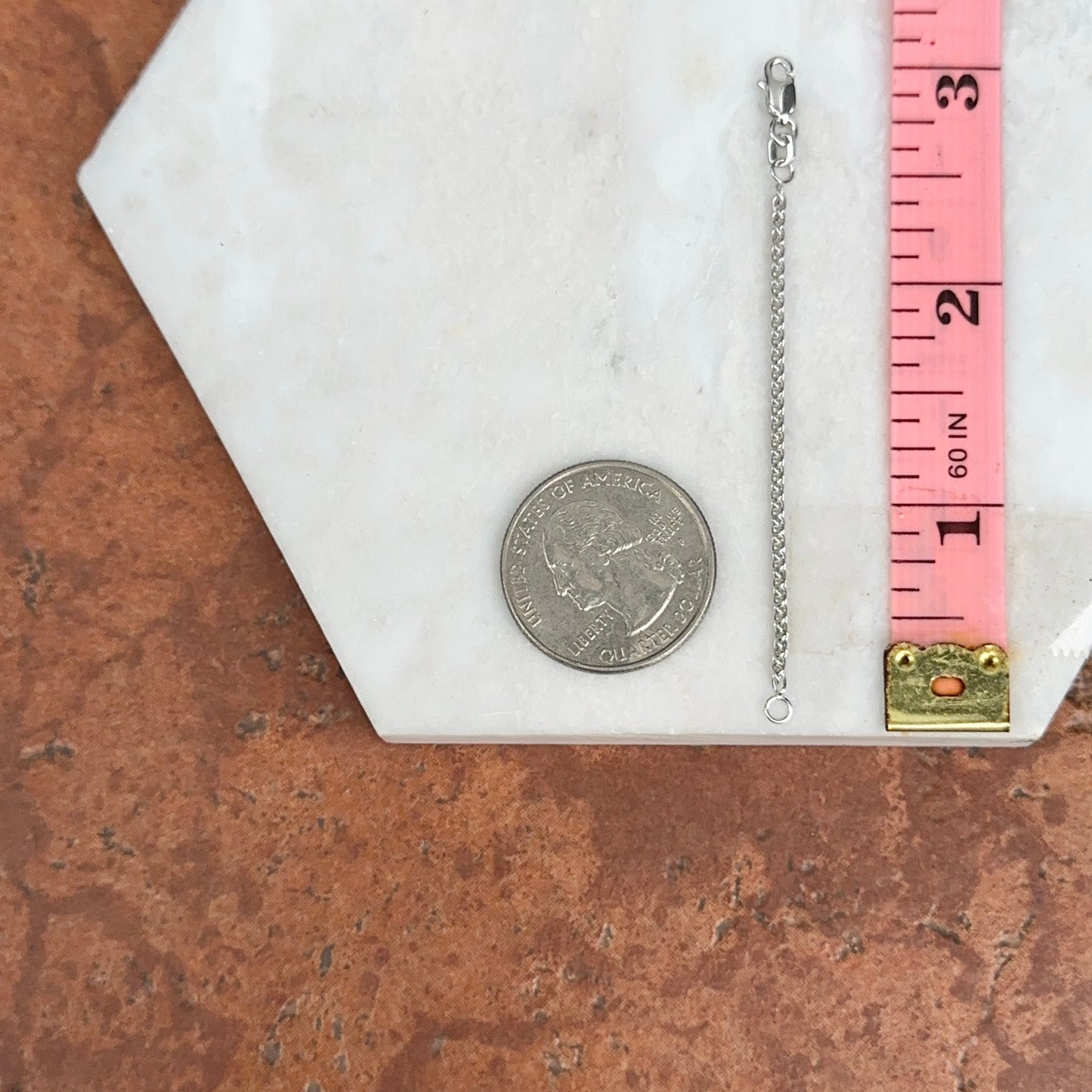 14KT White Gold Wheat Chain Necklace Extender 3" Length