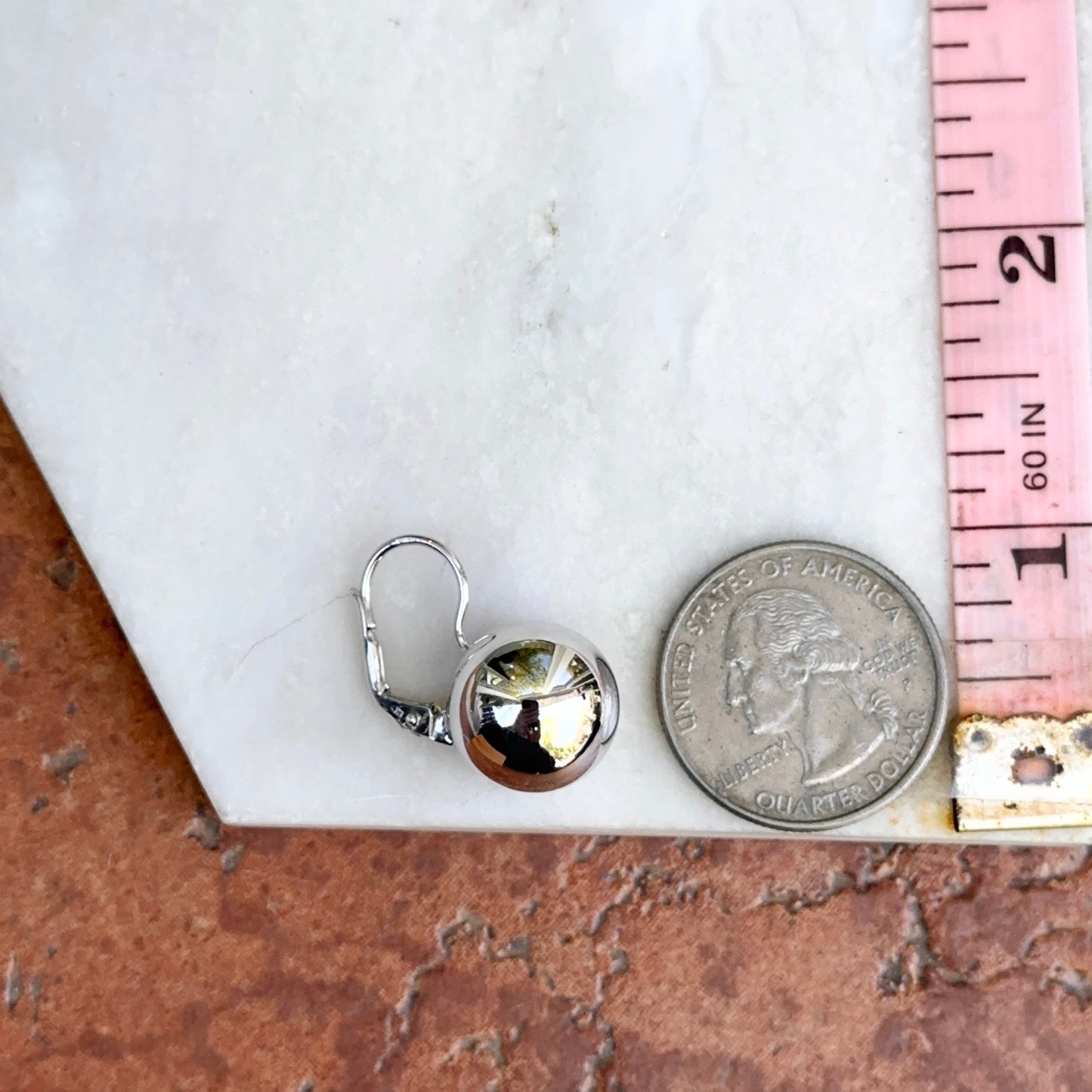 Sterling Silver 12.5mm Ball Lever Back Earrings