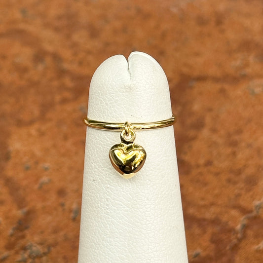 14KT Yellow Gold Band Toe Ring + Dangle Heart Charm