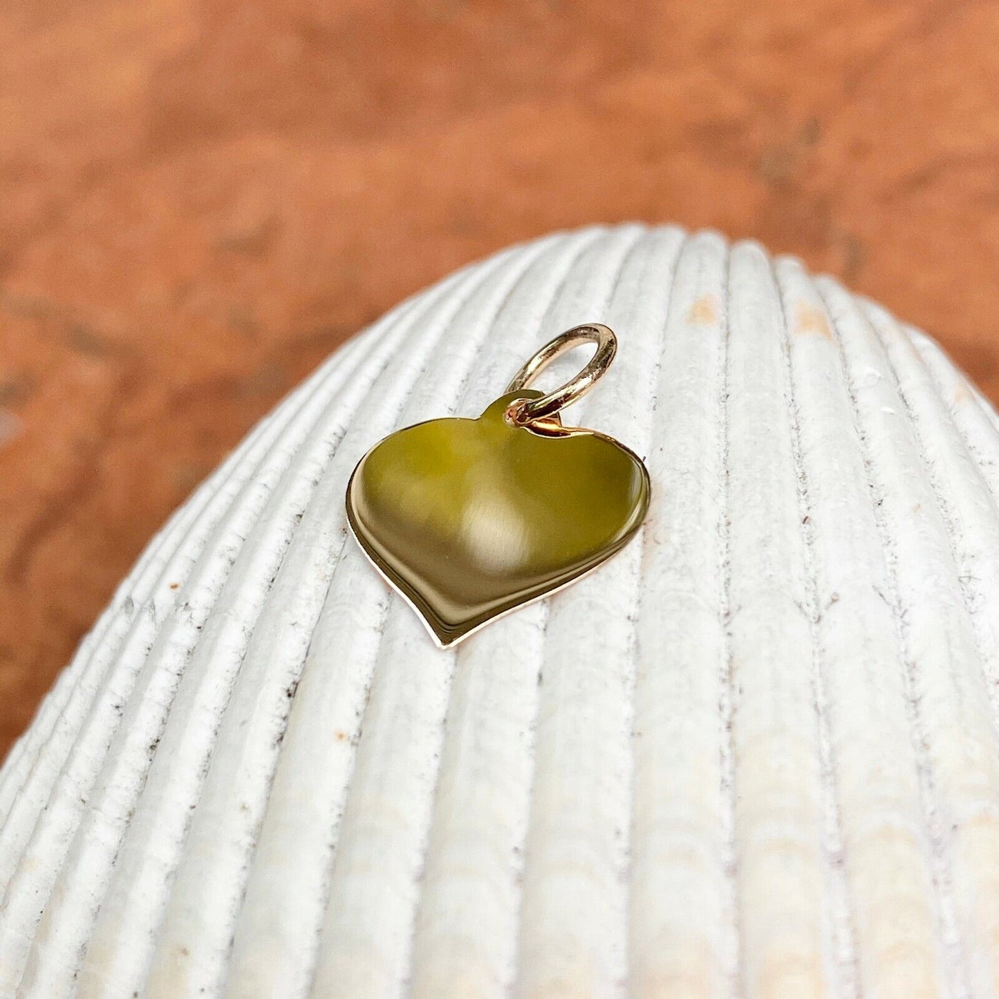 10KT Yellow Gold Flat Heart Plate Pendant Charm