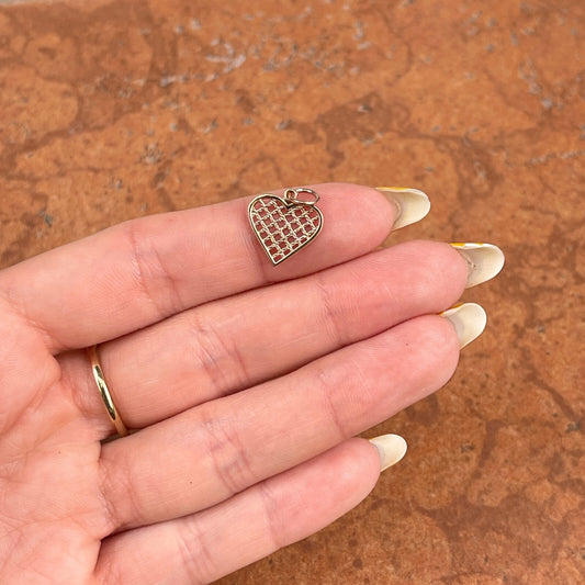 10KT Rose Gold Mini Weave Design Heart Pendant Charm