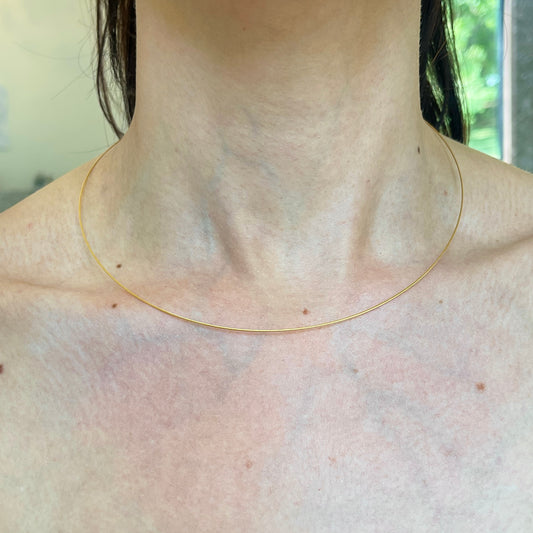 Yellow Gold Plated Stainless Steel 1mm Cable Collar Wire Necklace