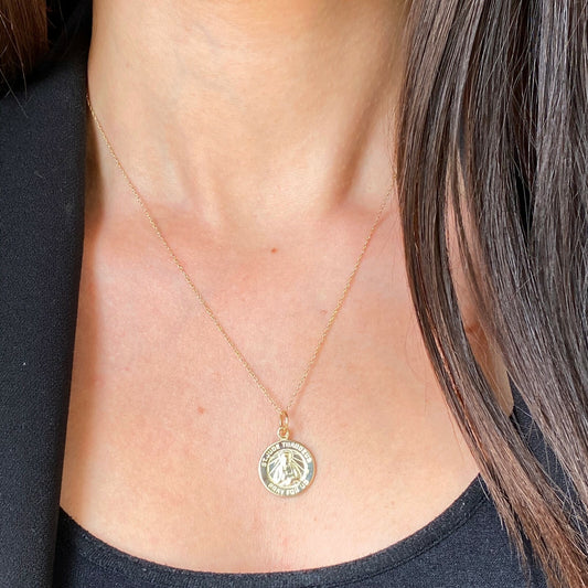 10KT Yellow Gold St Jude Thaddeus Medal Pendant 16mm