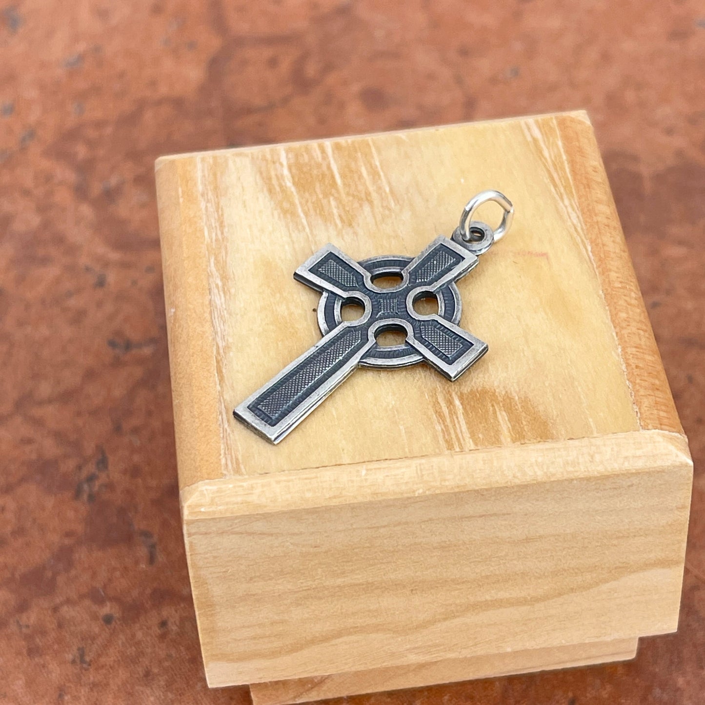 Sterling Silver Antiqued Celtic Cross with Eternity Circle Pendant