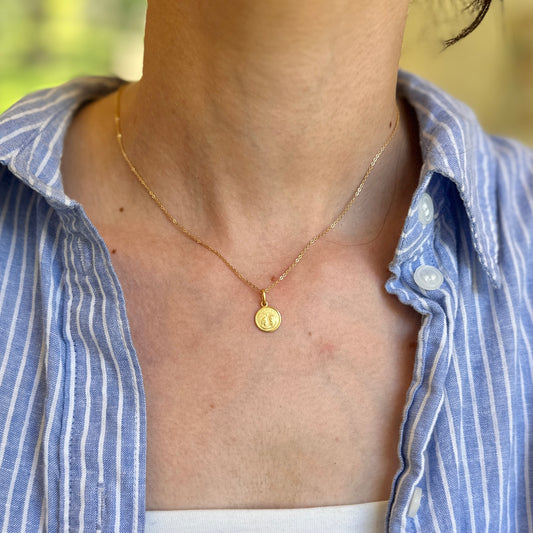 14KT Yellow Gold The Holy Trinity Matte Medal Pendant Charm 10mm