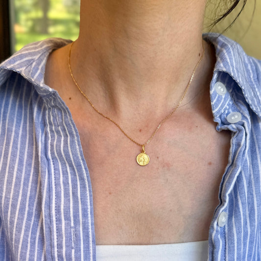 14KT Yellow Gold Saint Frances of Rome Matte Medal Pendant Charm 10mm