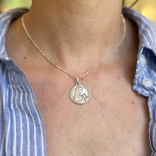 Sterling Silver St Susanna Matte Medal Pendant 21mm