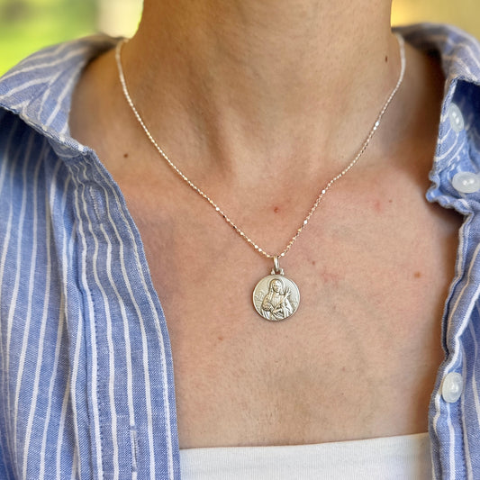 Sterling Silver St Lucia Lucy Matte Medal Pendant Charm 18mm - LSJ
