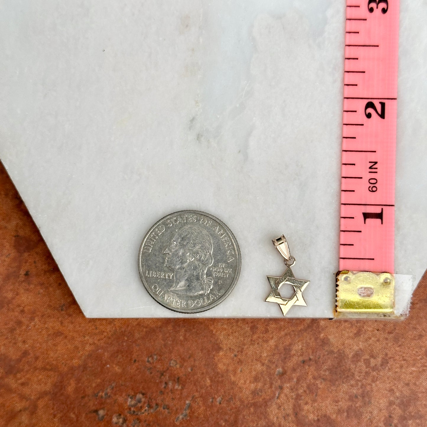 14KT Yellow Gold Flat Star of David Pendant Charm