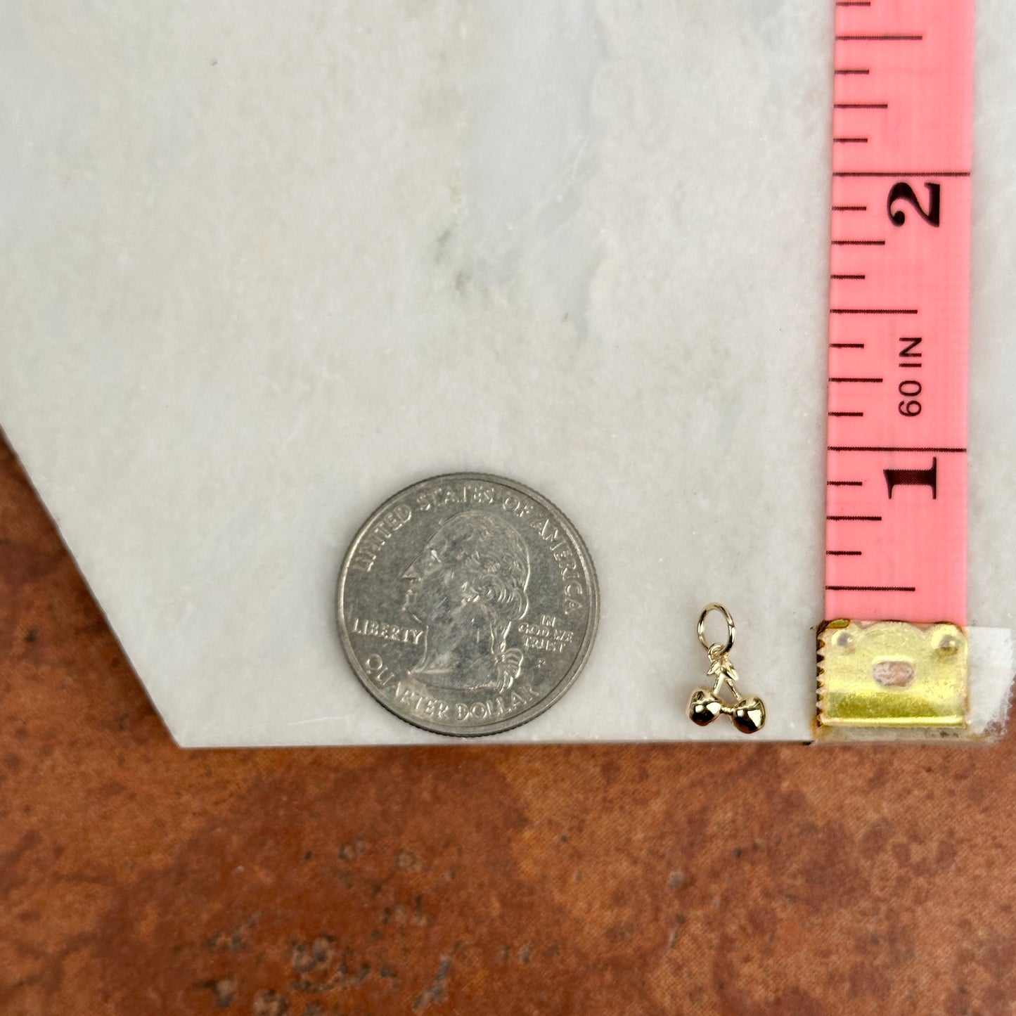 14KT Yellow Gold 3D Cherries Pendant Charm