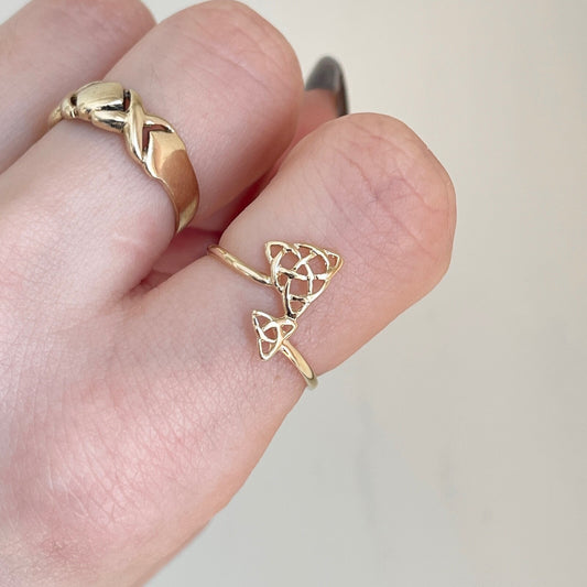 14KT Yellow Gold Celtic Open Weave Bypass Ring