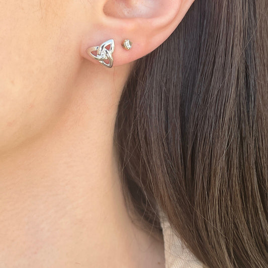Sterling Silver Celtic Trinity Knot Size Post Stud Earrings