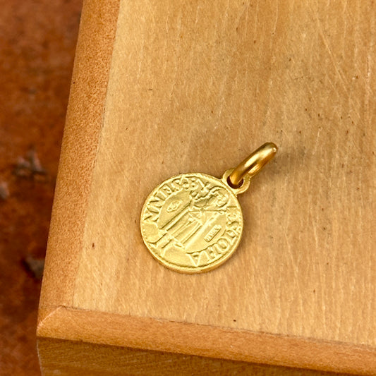 14KT Yellow Gold Florin Coin Matte Medal Pendant Charm 10mm