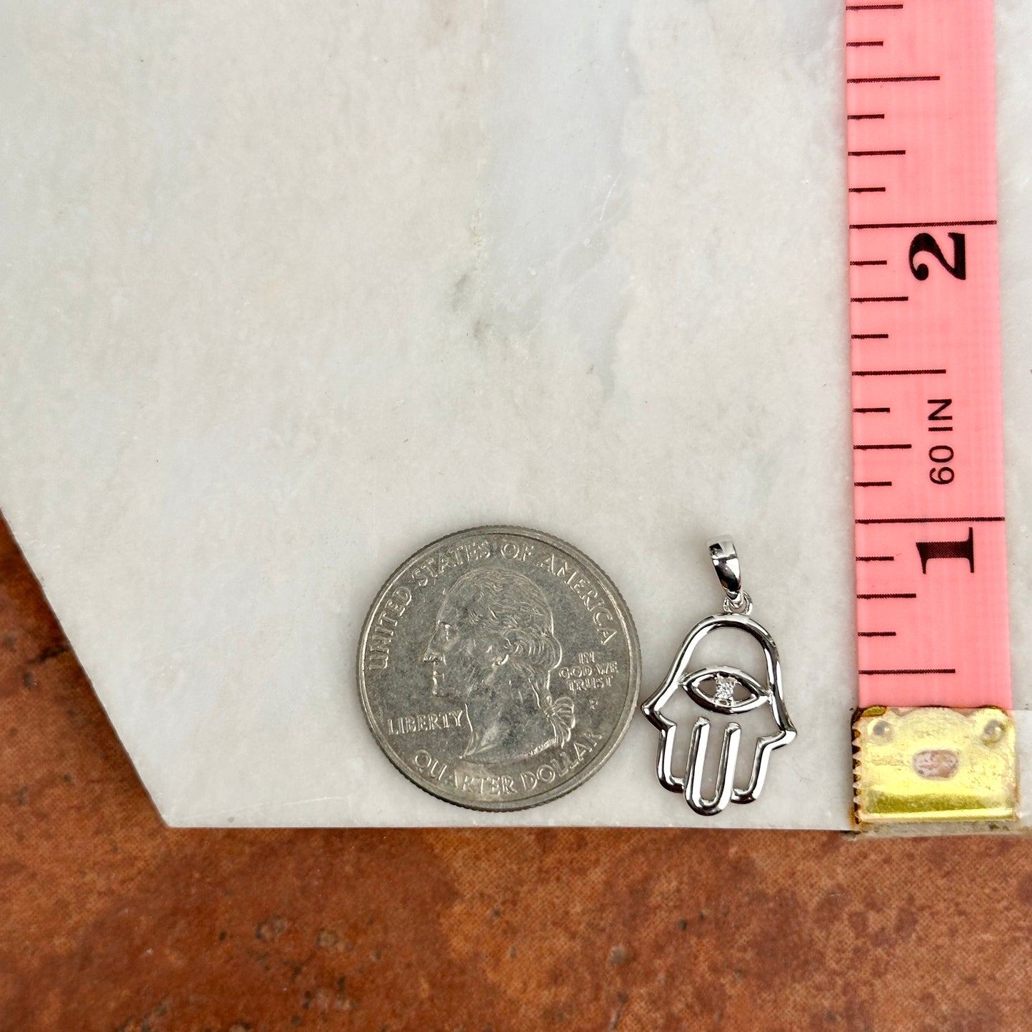 Sterling Silver CZ Open Design Hamsa Pendant Charm