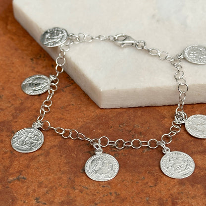 Sterling Silver Replica Roman Coin Charm Bracelet