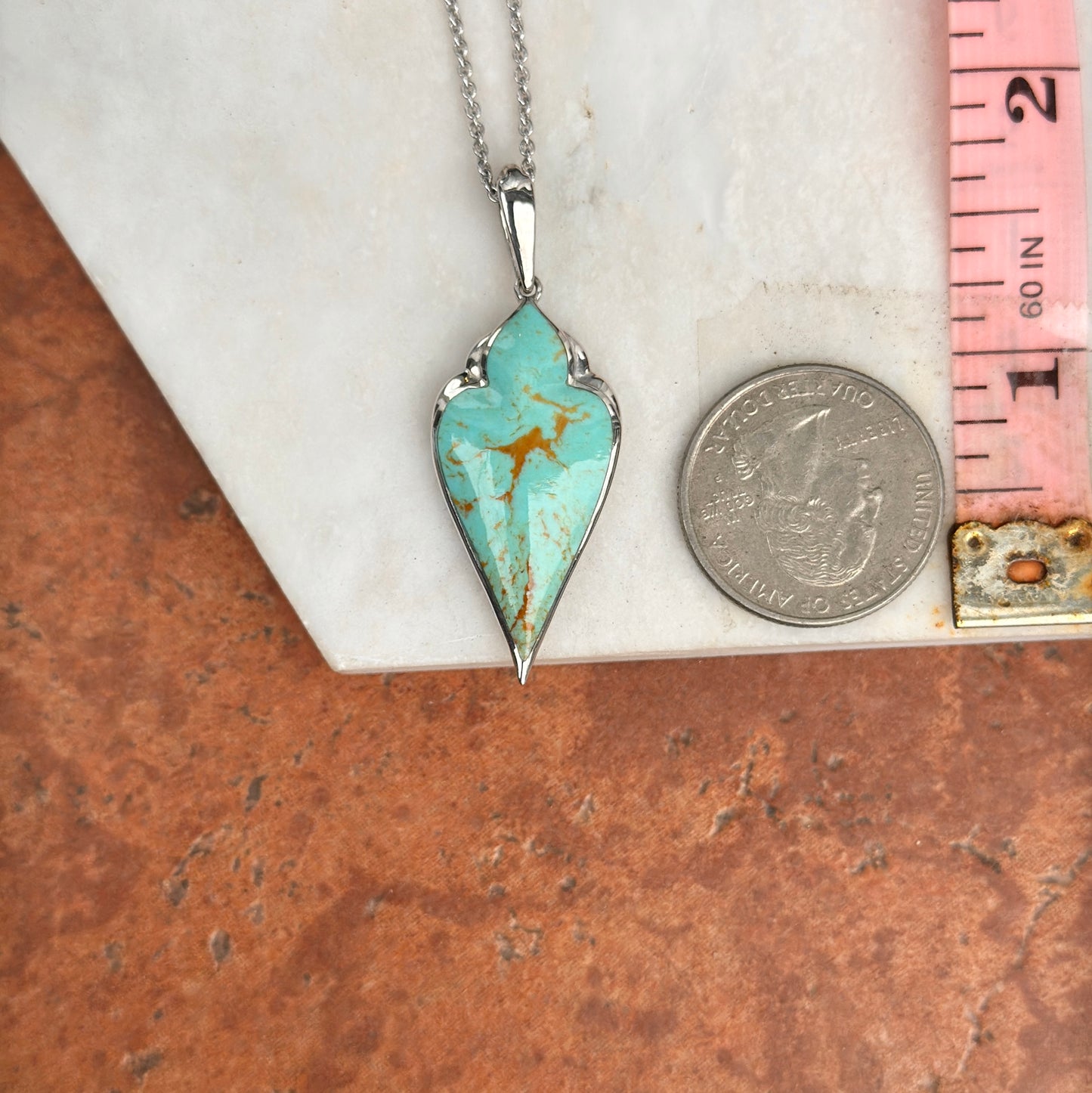 Sterling Silver Kabana Turquoise Pendant Cable Necklace