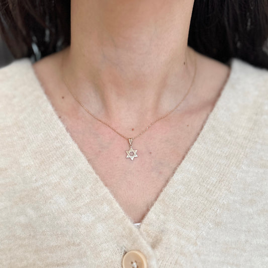 14KT Yellow Gold Flat Star of David Pendant Charm