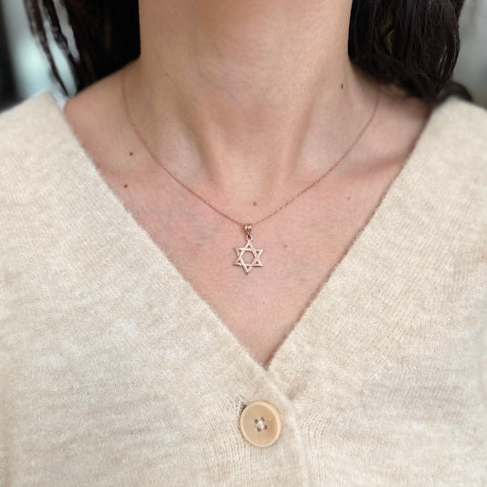 14KT Rose Gold Star of David Pendant Charm
