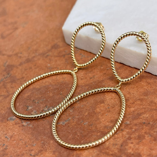 14KT Yellow Gold Rope Teardrop Dangle Earrings