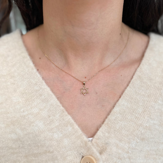 14KT Yellow Gold Weaved Star of David Pendant Charm 12mm