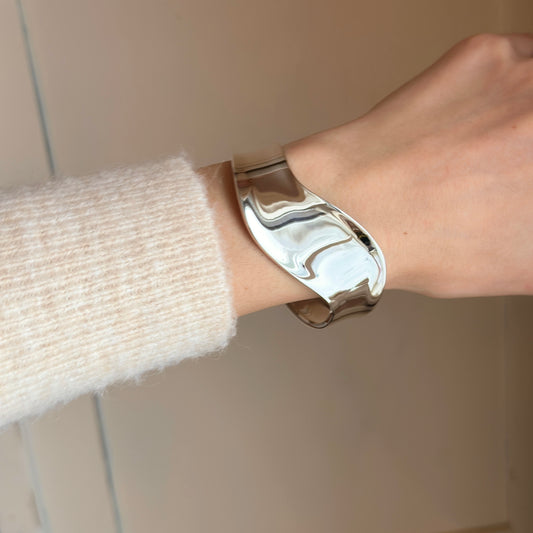 Sterling Silver Wave Design Cuff Bracelet
