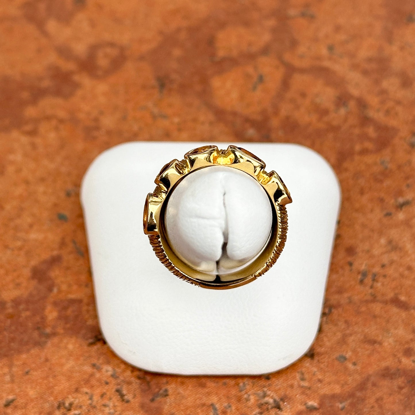 Estate 14KT Yellow Gold Oval Bezel Citrine Cigar Band Ring