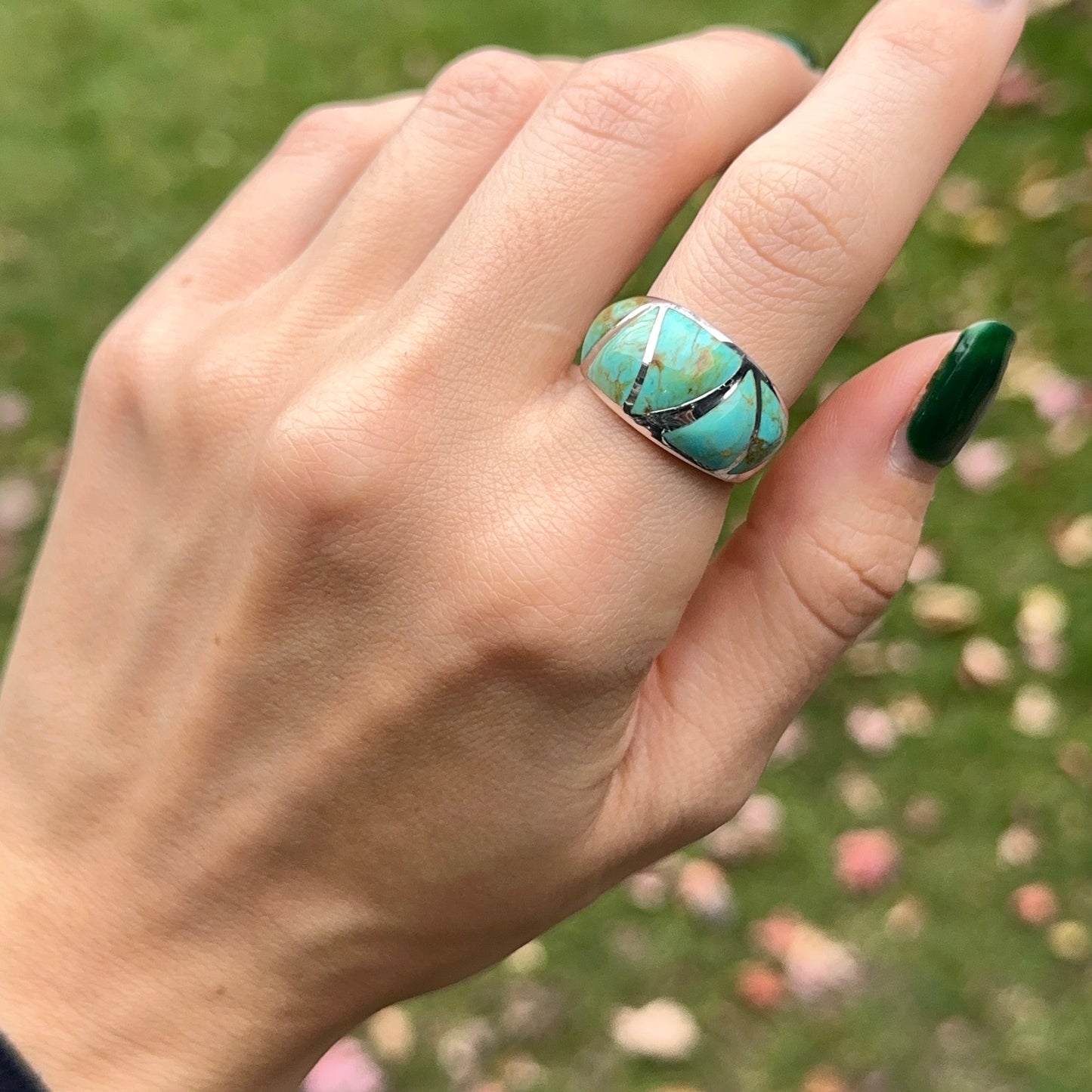 Sterling Silver Kabana Triangle Cabochon Turquoise RIng