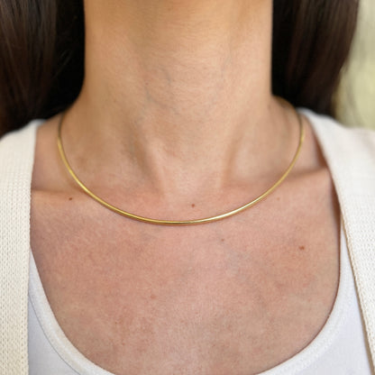 18KT Yellow Gold Round 2.5mm Tube Collar Adjustable Necklace