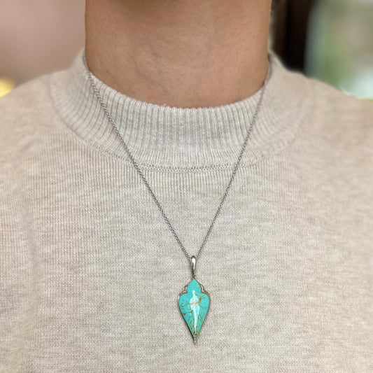 Sterling Silver Kabana Turquoise Pendant Cable Necklace