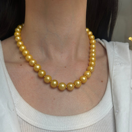 Estate 14KT Yellow Gold Yellow Pearl Strand Necklace