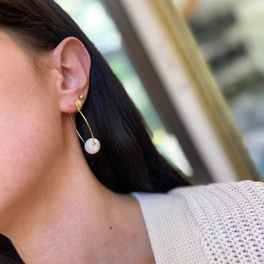 14KT Yellow Gold Baroque Pearl Endless Hoop Earrings 40mm